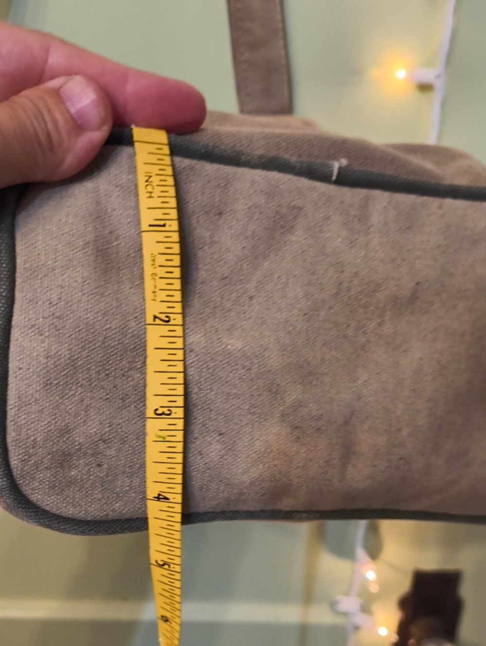 Women's W.H. Schwartz & Sons Coffee Tan Red Canvas Crossbody Bag Purse - Picture 12 of 16
